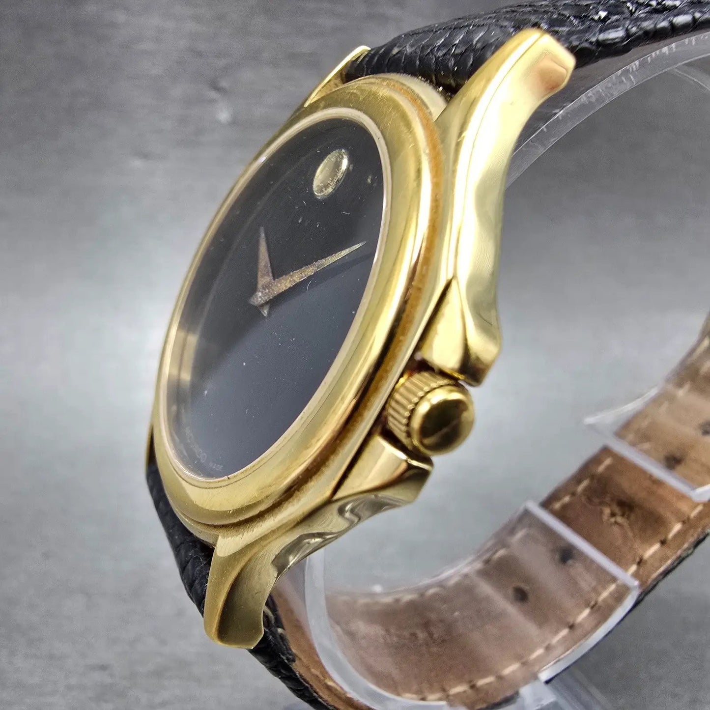 Movado Museum Watch Men 35mm Black Dial Gold Tone Round 87-E4-0863 Round PARTS A3