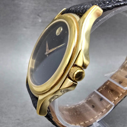 Movado Museum Watch Men 35mm Black Dial Gold Tone Round 87-E4-0863 Round PARTS A3