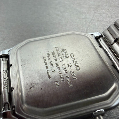 Casio AQ-230 Watch Men 30mm Black Dial Steel Alarm Chrono Analog Digital PARTS10