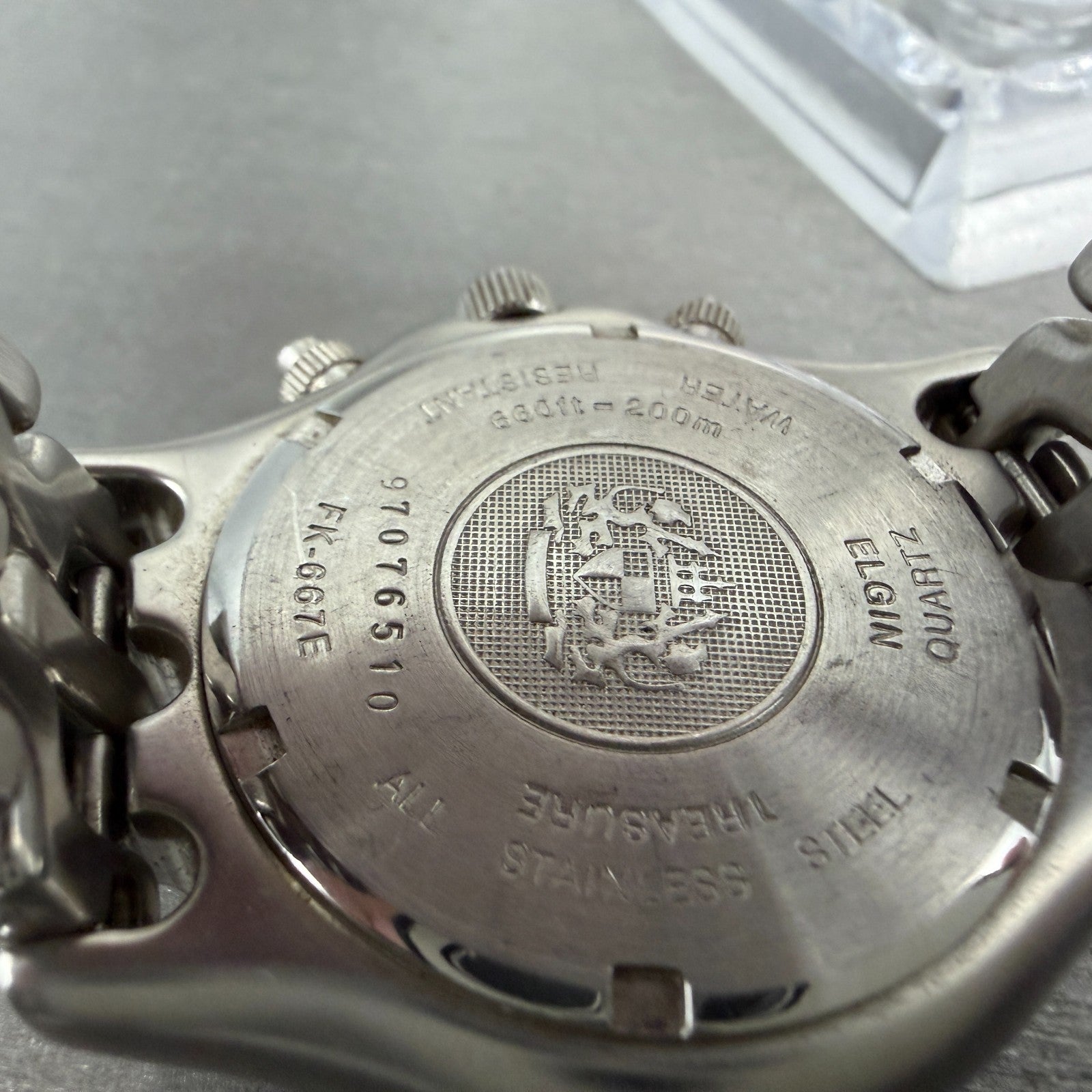 Elgin Chrono Watch Men 39mm Blue Dial Silver Tone Date Round FK-667 New Battery9