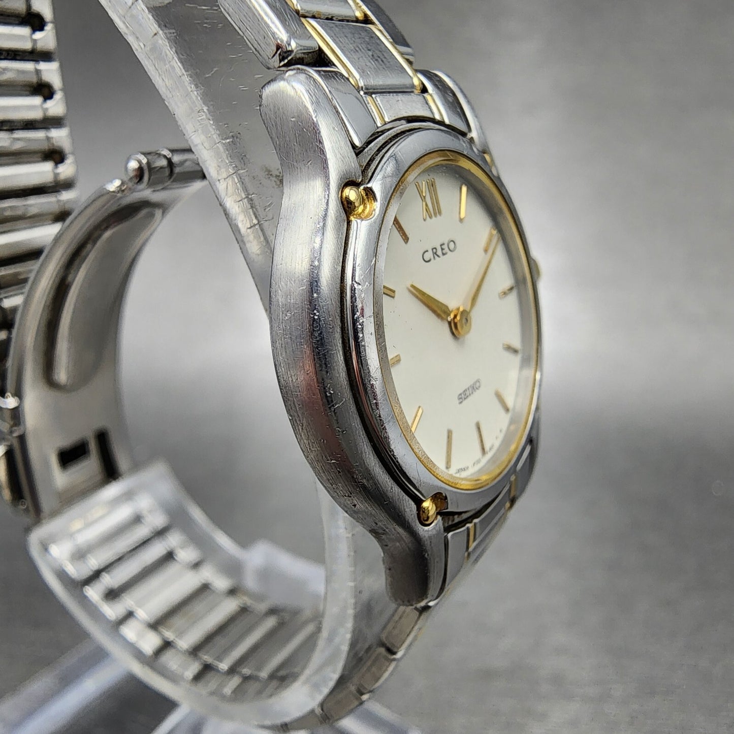 Seiko Creo Watch Women 24mm Cream Dial Two Tone Round 1F200G50 New Battery3