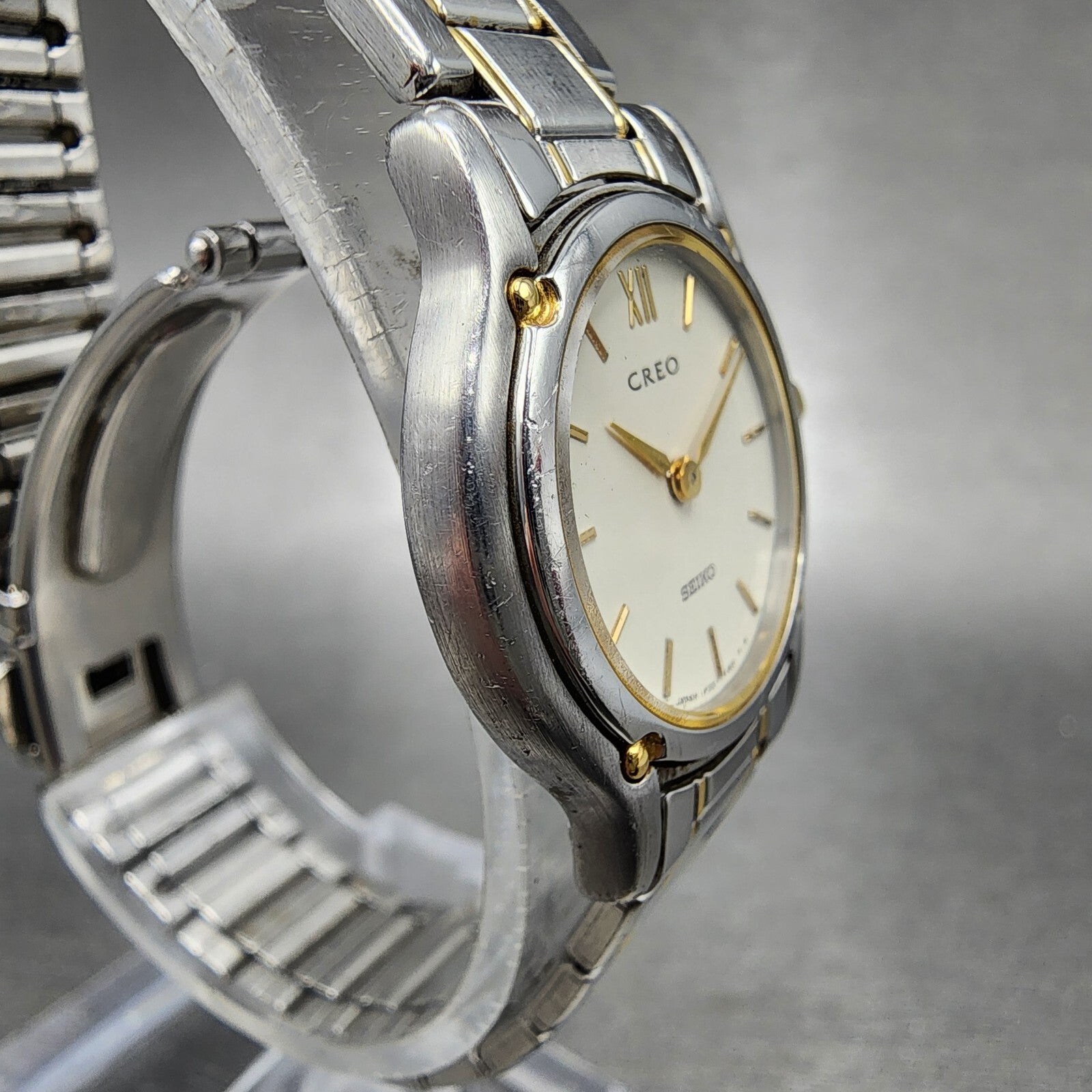 Seiko Creo Watch Women 24mm Cream Dial Two Tone Round 1F200G50 New Battery3