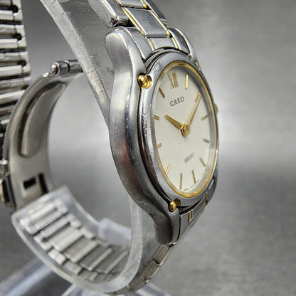 Seiko Creo Watch Women 24mm Cream Dial Two Tone Round 1F200G50 New Battery3
