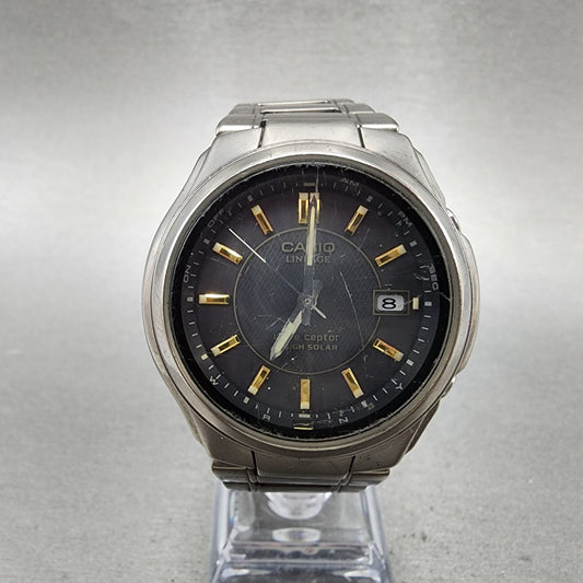 Casio Lineage Watch Men 40mm Gray Dial Tiatainum Tone Date Solar LIW-110t Runs