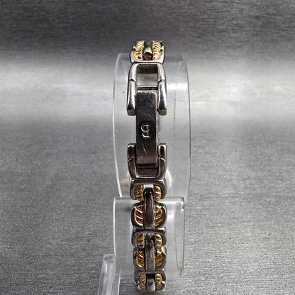 Bulova Watch Women 17mm White Dial Two Tone Oval 98L66 New Battery JP3247