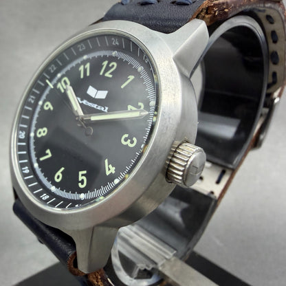 Vestal Alpha Bravo Watch Men 37mm Black Dial Steel Round New Battery W/Box2