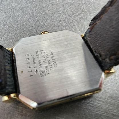 Seiko Tank Watch Unisex 26mm White Dial Gold Tone 7431-5450 PARTS