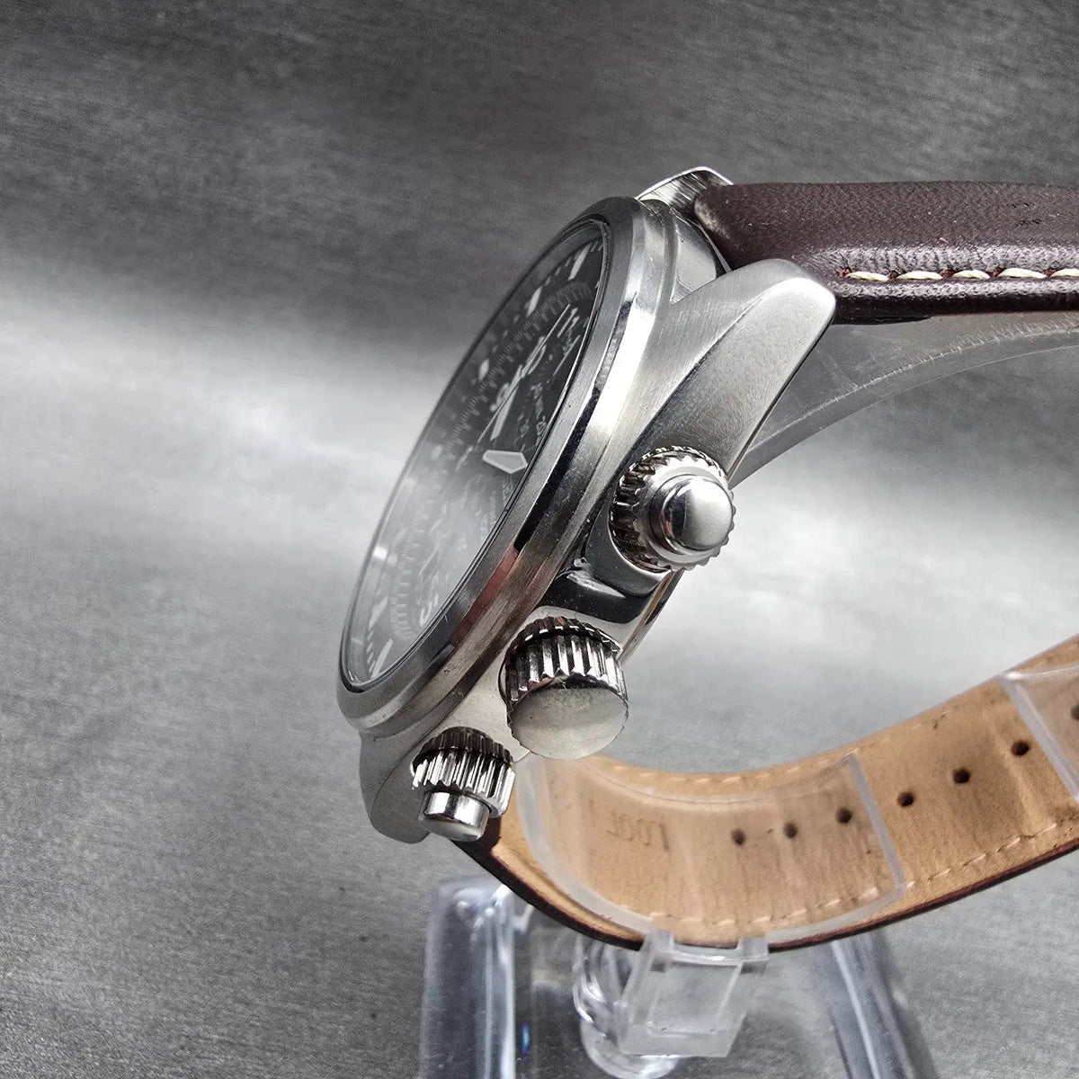 Seiko Chronograph Watch Men 43mm Brown Dial Silver Tone Date 7T94-0BL0 New Batt2