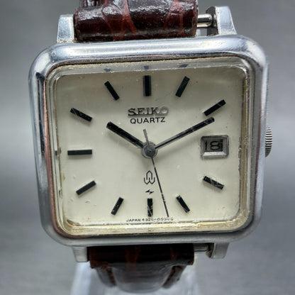 Seiko Watch Women 24mm White Dial Silver Tone Date 4325-5000 New Battery Vintage1