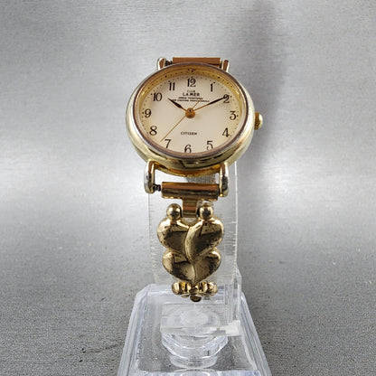 Citizen Club Lamer Watch Women 22mm Cream Dial Gold Tone Round New Battery VTG5