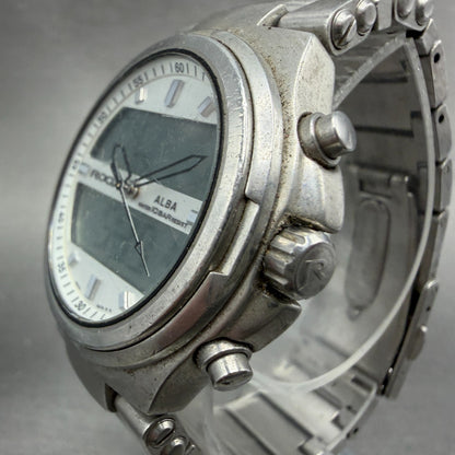 Alba ROOX Watch Men 40mm Analog Digital Silver Tone Alarm Chrono NX02-0B00 Works2