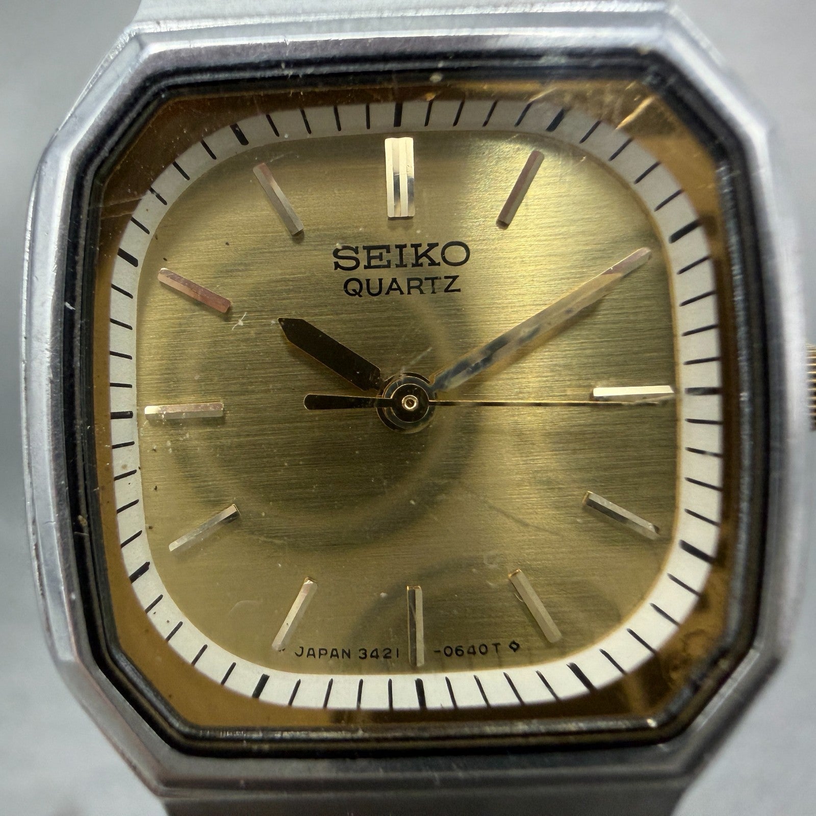 Seiko Watch Women 23mm Champagne Dial Silver Tone Octagon 3421-527A New Battery1