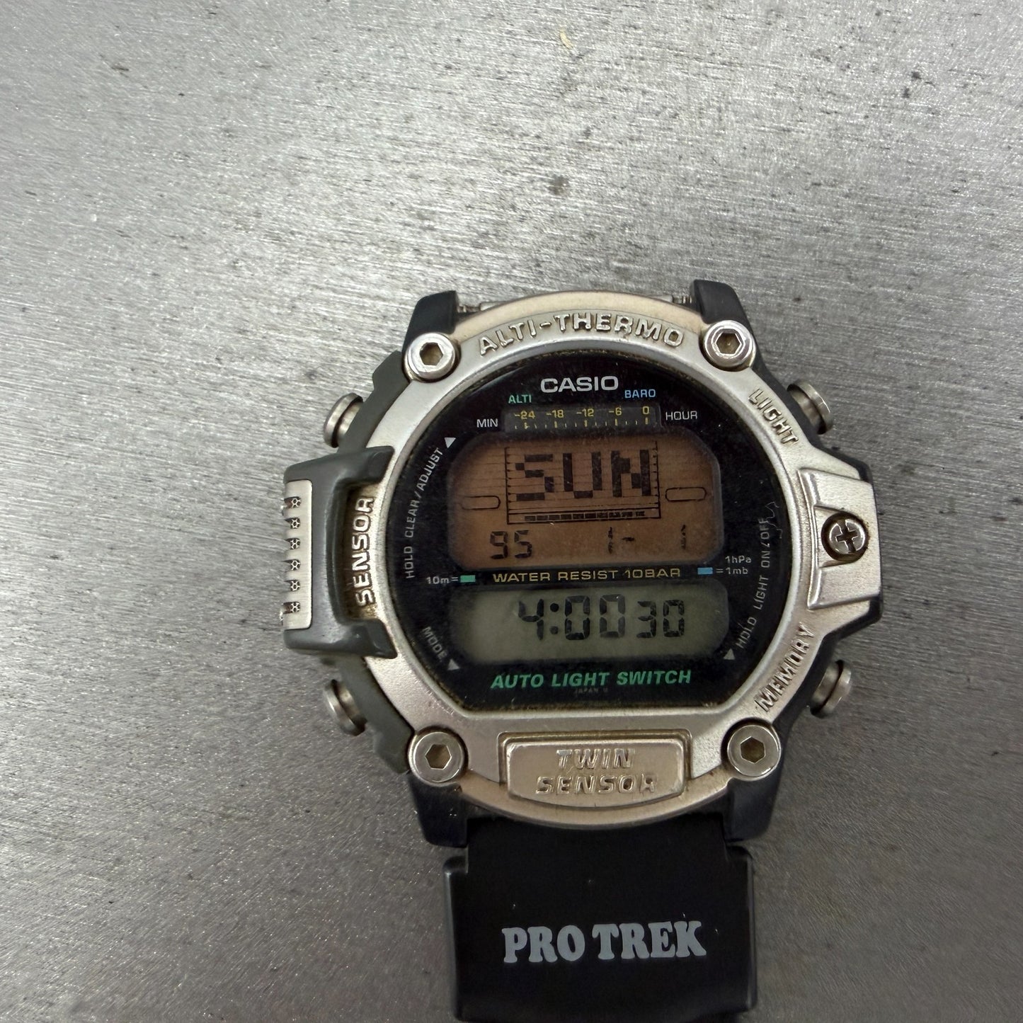 Casio Pro Trek PRT-30 Watch Men 47mm Digital Silver Alti Thermo READ!!! New Batt2