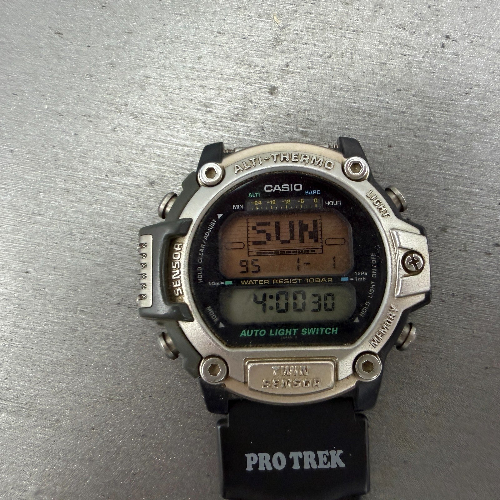 Casio Pro Trek PRT-30 Watch Men 47mm Digital Silver Alti Thermo READ!!! New Batt2