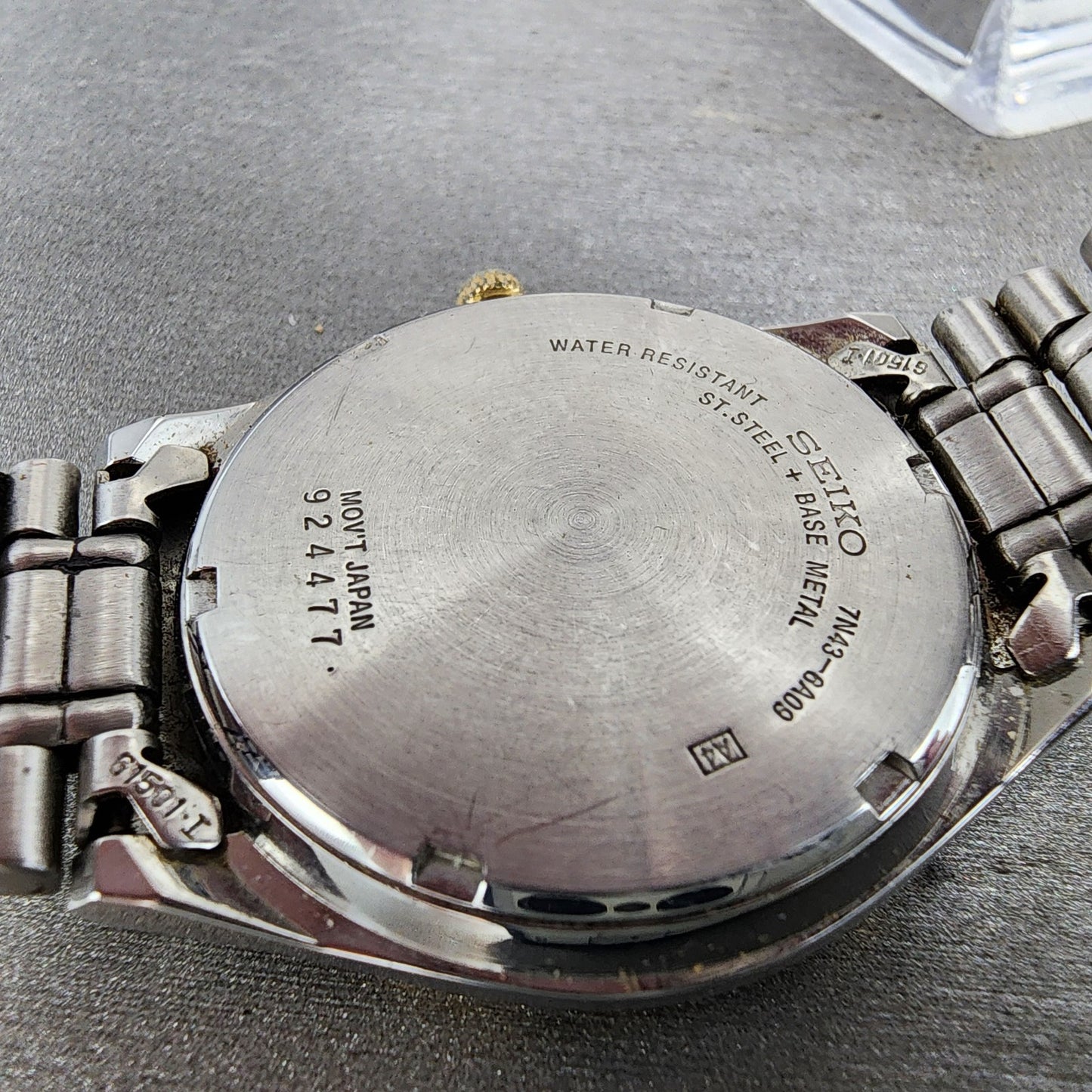 Seiko Watch Men 36mm Silver Dial Two Tone Daydate Round 7n438a09 PARTS10
