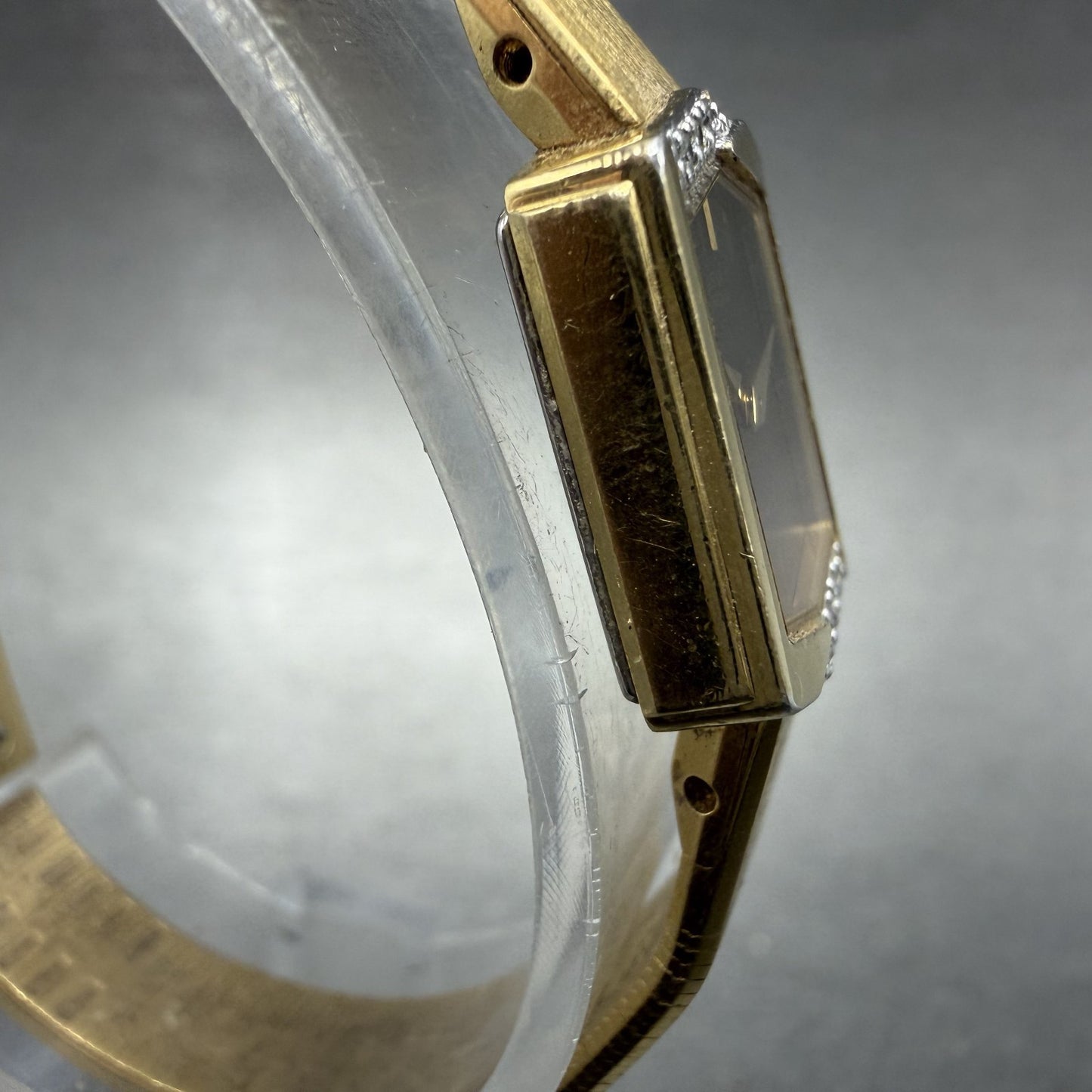Seiko Lassale Watch Women 13mm Brown Dial Gold Tone Hexagon 1E50-5039 NewBattery3