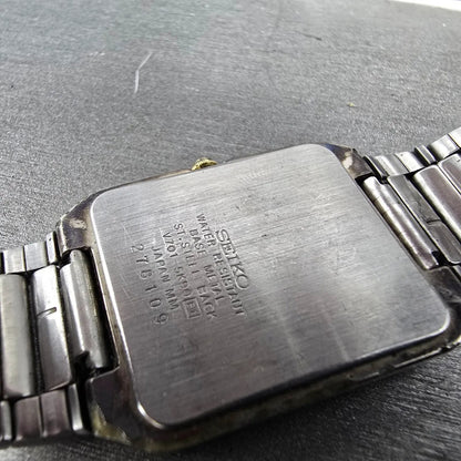 Seiko Tank Watch Men 27mm Silver Dial Two Tone Rectangle V701-5K90 PARTS Vintage10