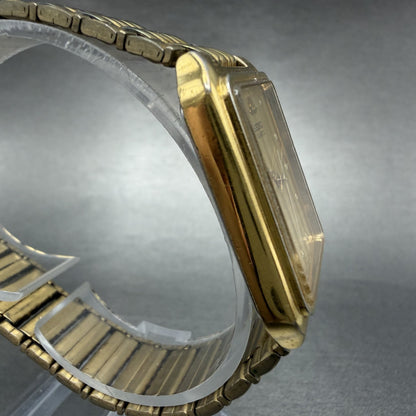 Seiko Tank Watch Men 26mm Champagne Dial Gold Tone Rectangle V701-5J00 PARTS4