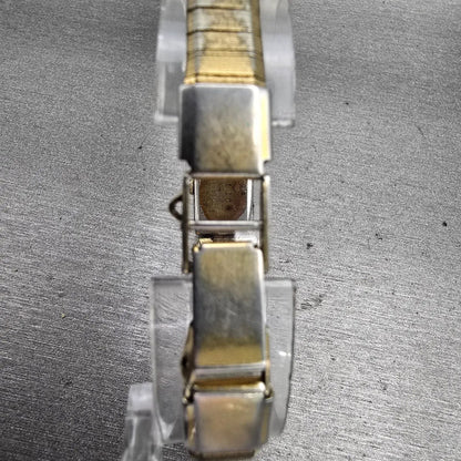 Seiko Watch Women 12mm Gold Dial Gold Tone Rectangle 2E20-5029 New Battery VTG7