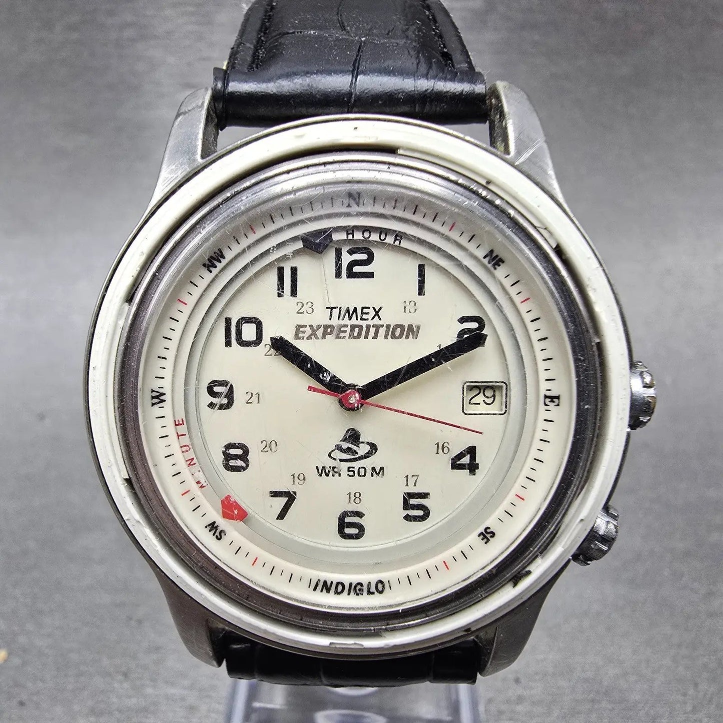 Timex Shenmue Watch Men 39mm Cream Dial Silver Tone Date Alarm READ!!!! New Batt0