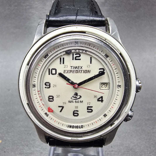 Timex Shenmue Watch Men 39mm Cream Dial Silver Tone Date Alarm READ!!!! New Batt0