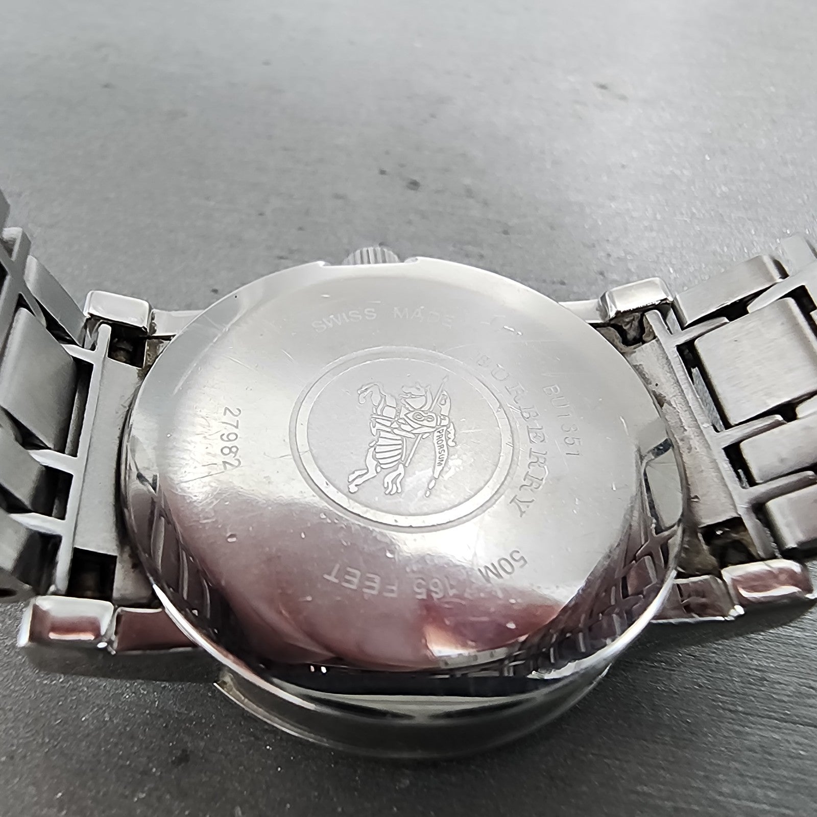 Burberry Watch Women 28mm Silver Dial Silver Tone Date Round Bu1351 PARTS10