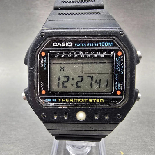 Casio TS-1000 Watch Men 39mm Black Alarm Chronograph READ!! VTG New Battery0