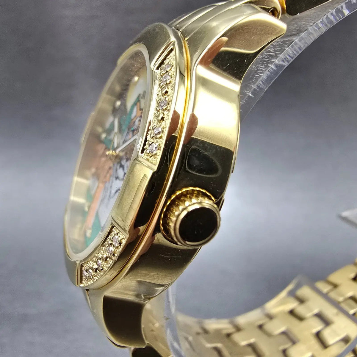 Invicta Classique Safari Tiger Watch Women 33mm Gold Tone Round 6496 New Battery2