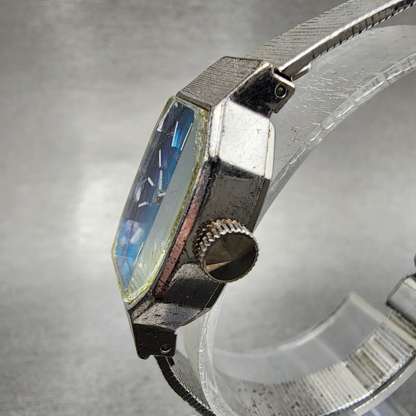 Seiko Watch Women 18mm Blue Dial Silver Tone Manual Octagon 113770 Runs2