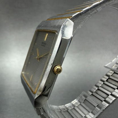 Seiko Tank Watch Men 26mm Silver Dial Two Tone Rectangle 5p31-5a69 New Battery2