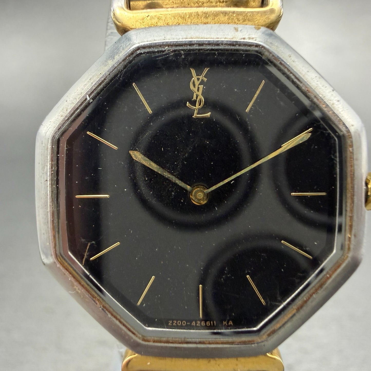 Yves Saint Laurent Watch Women 25mm Black Dial Two Tone Octagon 2200-222377 PART2