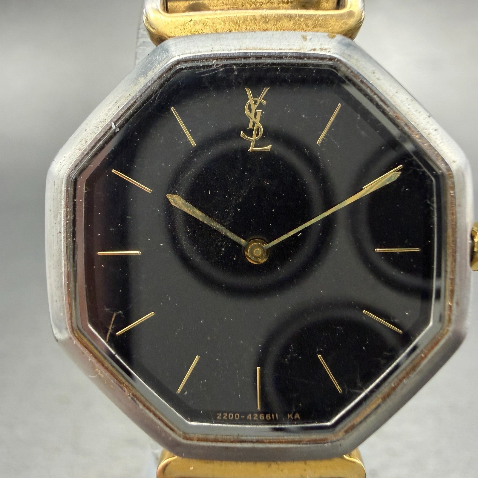 Yves Saint Laurent Watch Women 25mm Black Dial Two Tone Octagon 2200-222377 PART2