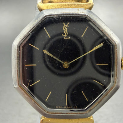 Yves Saint Laurent Watch Women 25mm Black Dial Two Tone Octagon 2200-222377 PART2