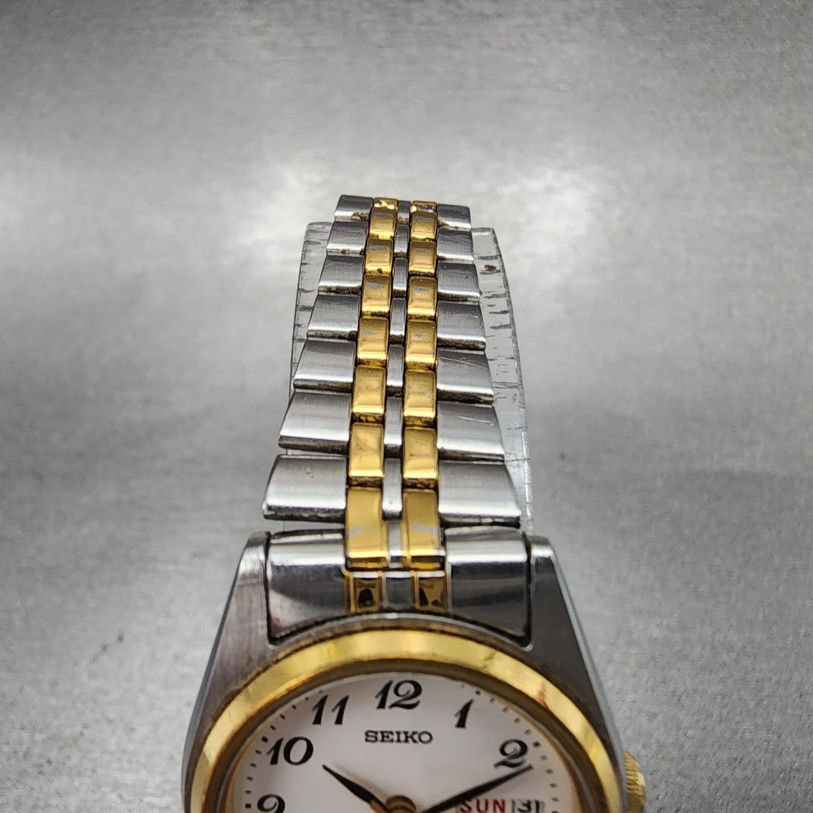 Seiko Watch Women 24mm White Dial Two Tone Daydate Round 7N830011 New Battery4