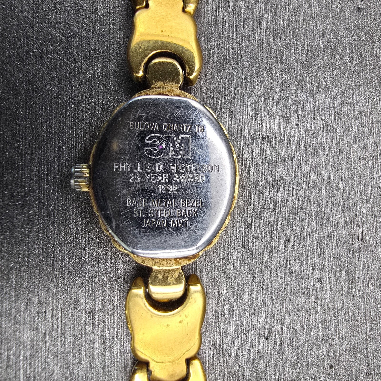 Bulova Watch Women 16mm Gold Dial Gold Tone Oval Diamond Accent New Battery VTG10