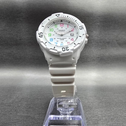Casio Diver Watch Women 33mm White Dial White Tone Date Round LRW-200H New Batt5