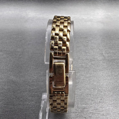 Seiko Watch Women 17mm White Dial Gold Rectangle V400-5608 New Battery JP7
