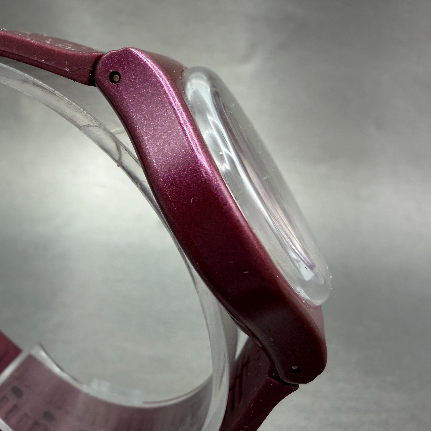 Swatch Redbaya Watch Men Purple Dial Purple Tone Date Round GR405 New battery3