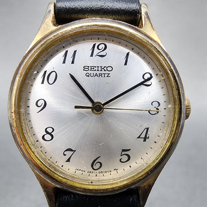Seiko Watch Women 25mm Silver Dial Gold Tone Round 26210130 New Battery1