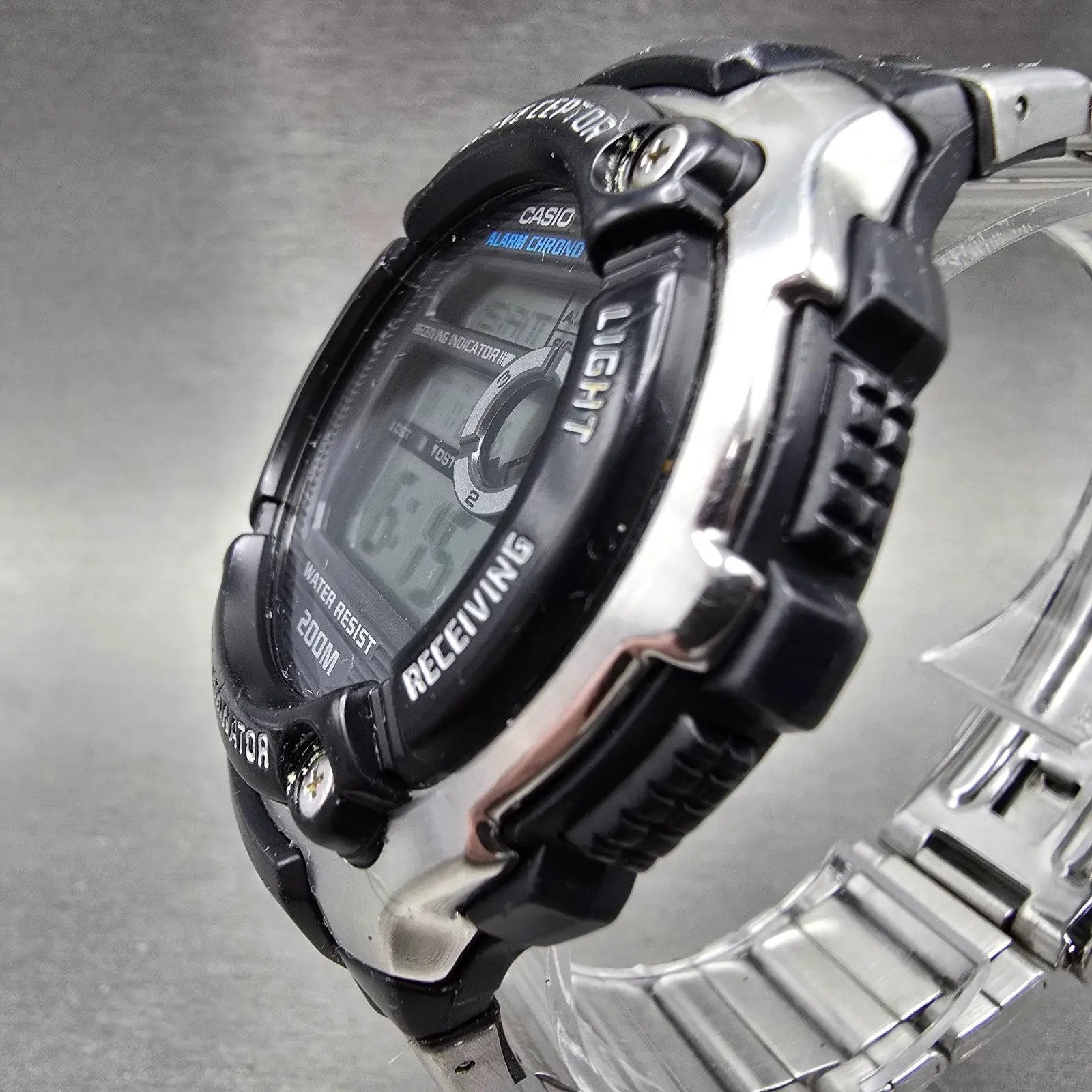 Casio Waveceptor WV-200A Watch Men 48mm Digital Black Silver Alarm Chrono NewBat2