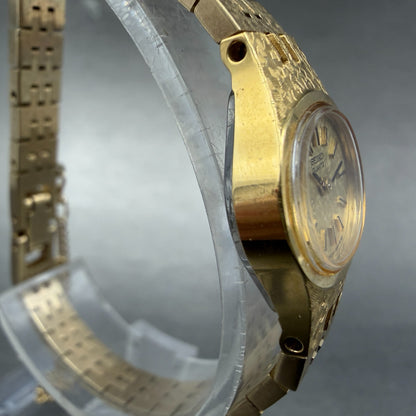 Seiko Watch Women 17mm Champagne Dial Gold Tone 2C20-5759 Oval New Battery TH3
