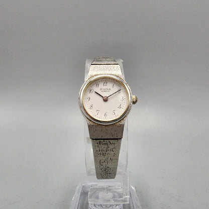 VTG Bulova Watch Women 18mm White Dial Silver Tone Round 91L06 New Battery