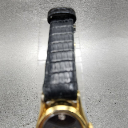 Seiko Watch Women 16mm Black Dial Gold Tone Oval 2c206399 New Battery4
