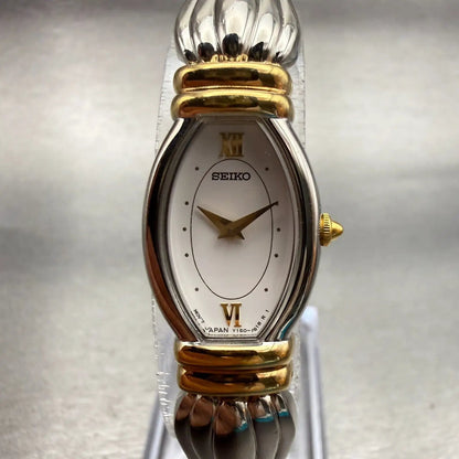 Seiko Watch Women 16mm White Dial Two Tone Oval Y150-5N90 New Battery Vintage0