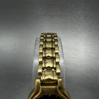 Seiko Watch Women 19mm Black Dial Gold Tone Round V401-0289 New Battery UIVCFDX4