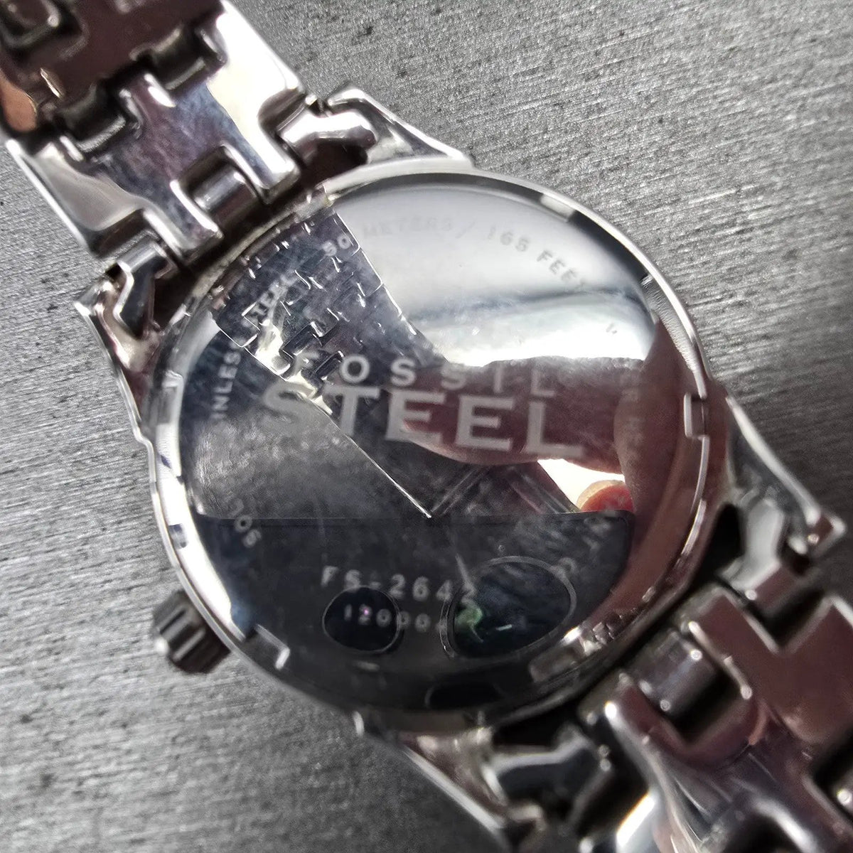 Fossil Steel Watch Men 34mm Gray Dial Silver Tone Date Round FS-2642 New Batt JP10