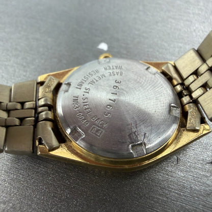 Seiko Watch Women 24mm Champagne Dial Gold Tone Daydate Round 7N83-0049 New Batt9