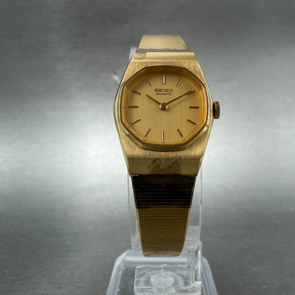 Seiko Watch Women 19mm Gold Dial Gold Tone Round 5420-5099 New Battery NOS5