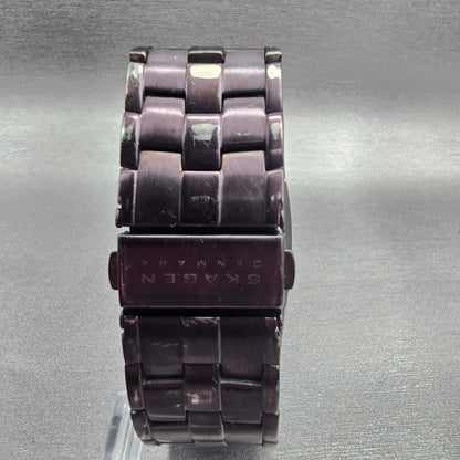 Skagen Watch Men 34mm Brown Dial Titanium Daydate Rectangle 396LTMXD New Battery7