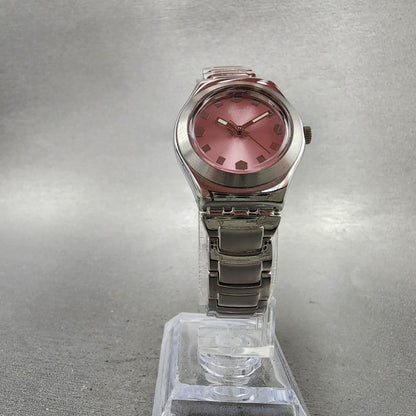 Swatch irony Untreated Watch Women 25mm Pink Dial Silver Tone Round New Battery5